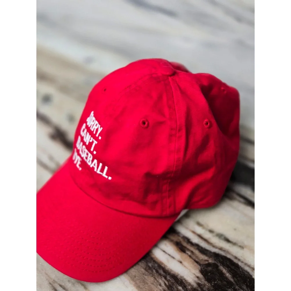 47 Brand Red Sorry Can't Baseball Bye Embroidered Dad‎ Hat Strapback OSFA